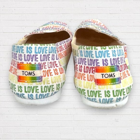 TOMS Alpargata Rainbow LOVE IS LOVE Slip-On Shoes Loafers Pride LGBTQ+ Womens 9 - Picture 2 of 7